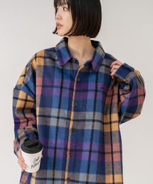 【BEVERLY HILLS POLO CLUB/ビバリーヒルズポロクラブ】【幅広いコーデにマッチする程よいゆったりシルエット】シャギーチェックCPO風ジャケット ワンポイント刺繍 ふんわり 滑らか 秋コーデ 上品 羽織り