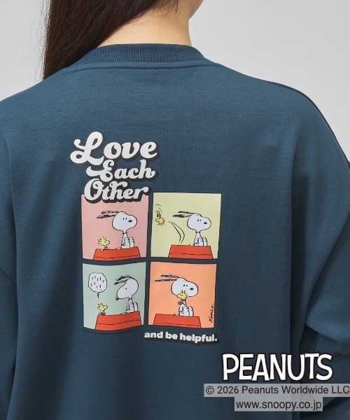 PEANUTS(ピーナッツ)の「ピーナッツ PEANUTS グラフィッククルーネックスウェット バックプリントLOVE(スウェット・レディース・ライトベージュ/ネイビー・L/M/S/XL)」の7枚目の写真