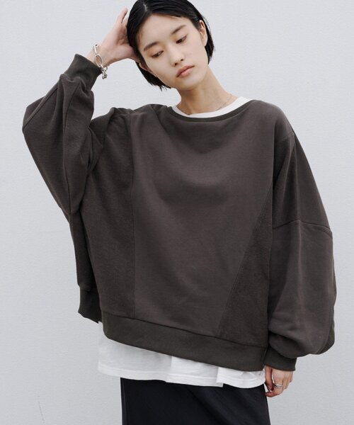 CIAOPANIC TYPY(チャオパニックティピー)の「∴ワンポイントロゴ刺繍切替ドルマンスウェット(Tシャツ/カットソー・レディース・チャコールグレー/ブラウン/オフホワイト・ONE SIZE)」の2枚目の写真