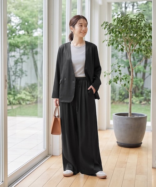 STYLE DELI(スタイルデリ)の「【セット対応】微光沢ツイル裏付きドレープパンツ(その他パンツ・レディース・ライトグレー/グレー系その他/ブラウン系その他/ブラック・FREE)」の10枚目の写真