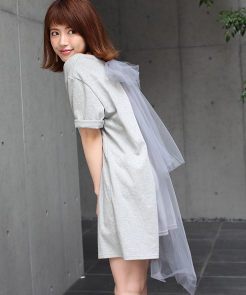 mikoameri ミコアメリ バックチュールTシャツワンピース グレー 美品