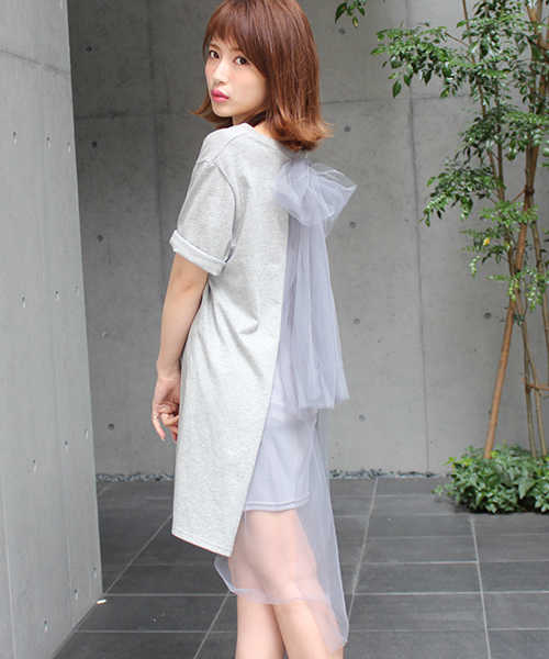 MICOAMERI（ミコアメリ）の「バックチュールTシャツワンピース（ワンピース・レディース・グレー/ホワイト/ブラック/ピンク・FREE）」の17枚目の写真