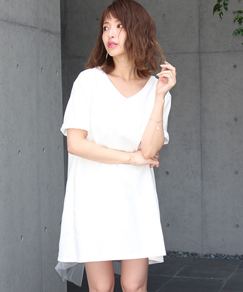 MICOAMERI（ミコアメリ）の「バックチュールTシャツワンピース（ワンピース・レディース・グレー/ホワイト/ブラック/ピンク・FREE）」の19枚目の写真