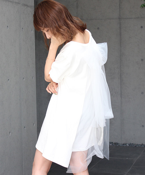 MICOAMERI（ミコアメリ）の「バックチュールTシャツワンピース（ワンピース・レディース・グレー/ホワイト/ブラック/ピンク・FREE）」の20枚目の写真