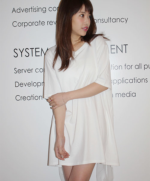 MICOAMERI（ミコアメリ）の「バックチュールTシャツワンピース（ワンピース・レディース・グレー/ホワイト/ブラック/ピンク・FREE）」の7枚目の写真