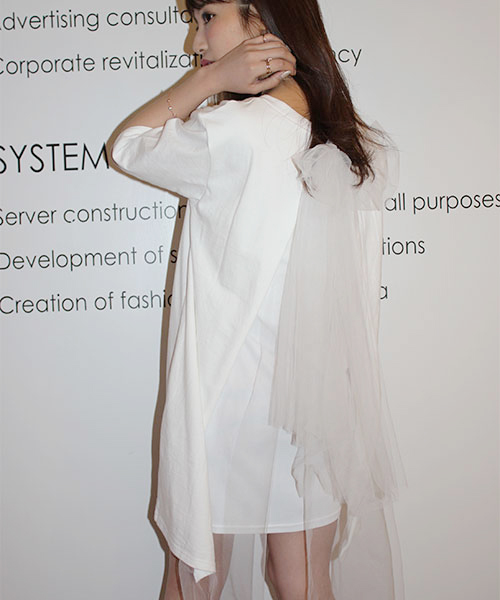 MICOAMERI（ミコアメリ）の「バックチュールTシャツワンピース（ワンピース・レディース・グレー/ホワイト/ブラック/ピンク・FREE）」の8枚目の写真