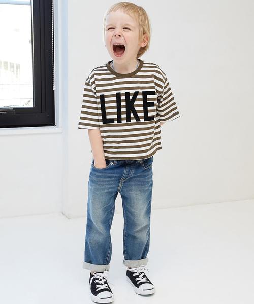 green label relaxing（グリーンレーベルリラクシング）の「サキゾメボーダー LIKE 5L◆（Tシャツ/カットソー・キッズ・オリーブ/ネイビー・135/105/125/115/95）」の4枚目の写真