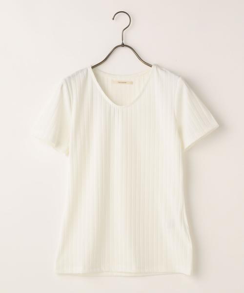 RAY CASSIN（レイカズン）の「Ｖネックワイドリブプルオーバー（Tシャツ/カットソー・レディース・ピンク/杢グレー/オフホワイト・FREE）」の2枚目の写真