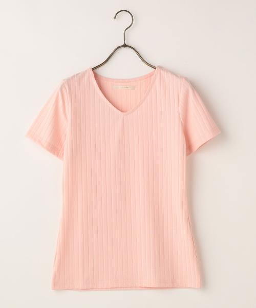 RAY CASSIN（レイカズン）の「Ｖネックワイドリブプルオーバー（Tシャツ/カットソー・レディース・ピンク/杢グレー/オフホワイト・FREE）」の3枚目の写真