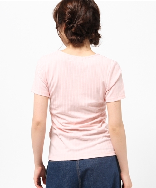 RAY CASSIN（レイカズン）の「Ｖネックワイドリブプルオーバー（Tシャツ/カットソー・レディース・ピンク/杢グレー/オフホワイト・FREE）」の9枚目の写真