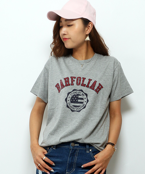 VENCEEXCHANGE（ヴァンスエクスチェンジ）の「カレッジロゴプリント半袖クルーネックT（Tシャツ/カットソー・レディース・ネイビー/オフホワイト/グレー・MEDIUM）」の3枚目の写真