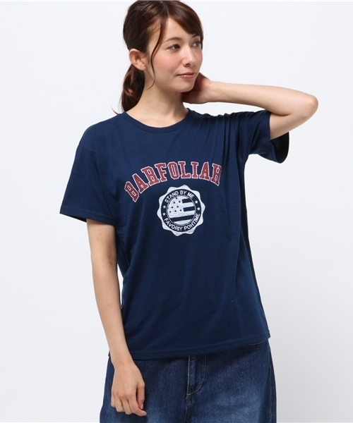 VENCEEXCHANGE（ヴァンスエクスチェンジ）の「カレッジロゴプリント半袖クルーネックT（Tシャツ/カットソー・レディース・ネイビー/オフホワイト/グレー・MEDIUM）」の12枚目の写真