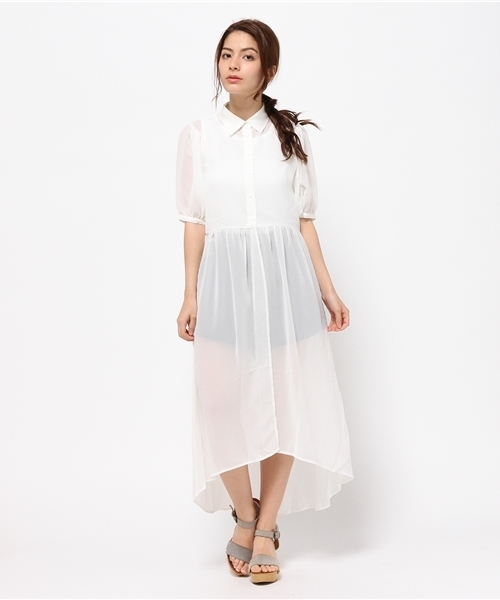 MOUSSY（マウジー）の「BALLOON SLEEVE CHIFFON DRESS F（シャツ/ブラウス・レディース・ホワイト/ブラック・FREE）」の11枚目の写真
