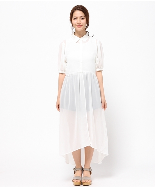 MOUSSY（マウジー）の「BALLOON SLEEVE CHIFFON DRESS F（シャツ/ブラウス・レディース・ホワイト/ブラック・FREE）」の3枚目の写真