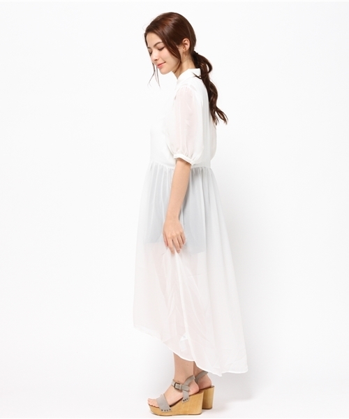 MOUSSY（マウジー）の「BALLOON SLEEVE CHIFFON DRESS F（シャツ/ブラウス・レディース・ホワイト/ブラック・FREE）」の4枚目の写真