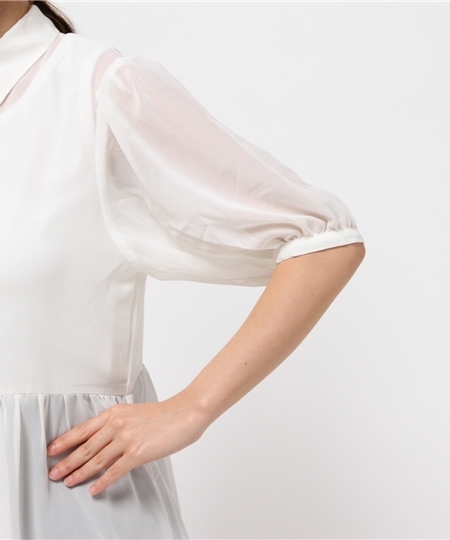 MOUSSY（マウジー）の「BALLOON SLEEVE CHIFFON DRESS F（シャツ/ブラウス・レディース・ホワイト/ブラック・FREE）」の7枚目の写真