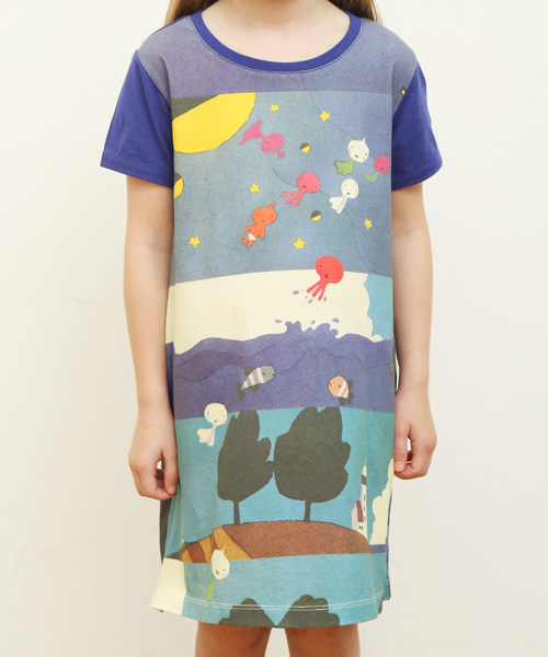 Design Tshirts Store graniph(デザイン ティーシャツ ストア グラニフ)の「コラボレーションAラインキッズワンピース/五味太郎(かぶさんとんだ)(ワンピース・キッズ・パープル・110/130/90)」の5枚目の写真