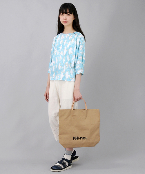 Ne-net（ネネット）の「S はばたき T（Tシャツ/カットソー・レディース・ライトブルー/ブラック・02）」の5枚目の写真