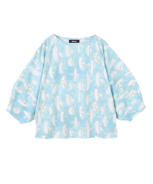 Ne-net（ネネット）の「S はばたき T（Tシャツ/カットソー・レディース・ライトブルー/ブラック・02）」の6枚目の写真