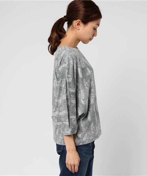 Ne-net（ネネット）の「S はばたき T（Tシャツ/カットソー・レディース・ライトブルー/ブラック・02）」の10枚目の写真