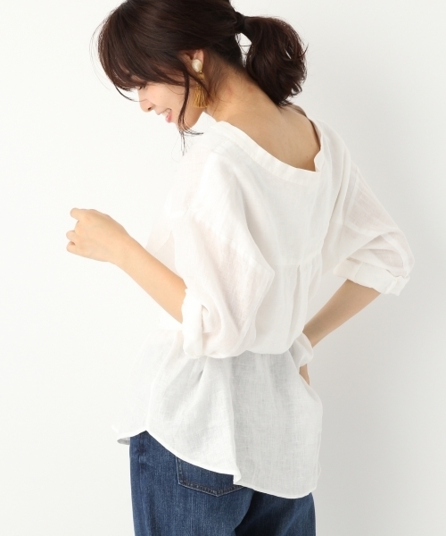 A part by（アパートバイ）の「リネンVチュニックシャツ7S 766271 （シャツ/ブラウス・レディース・ブラック/ダークオレンジ/ホワイト・FREE）」の18枚目の写真