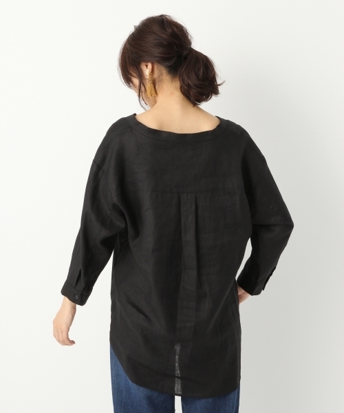 A part by（アパートバイ）の「リネンVチュニックシャツ7S 766271 （シャツ/ブラウス・レディース・ブラック/ダークオレンジ/ホワイト・FREE）」の13枚目の写真