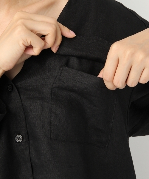 A part by（アパートバイ）の「リネンVチュニックシャツ7S 766271 （シャツ/ブラウス・レディース・ブラック/ダークオレンジ/ホワイト・FREE）」の11枚目の写真