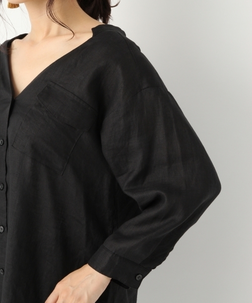 A part by（アパートバイ）の「リネンVチュニックシャツ7S 766271 （シャツ/ブラウス・レディース・ブラック/ダークオレンジ/ホワイト・FREE）」の10枚目の写真