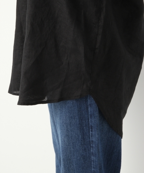 A part by（アパートバイ）の「リネンVチュニックシャツ7S 766271 （シャツ/ブラウス・レディース・ブラック/ダークオレンジ/ホワイト・FREE）」の7枚目の写真