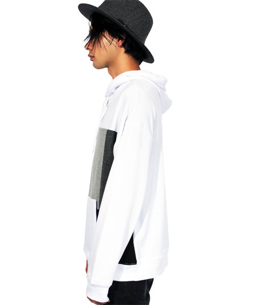 ８(eight)（エイト）の「切替 プルオーバー パーカー スウェット（パーカー・メンズ・ホワイト/ブラック・MEDIUM/LARGE）」の5枚目の写真