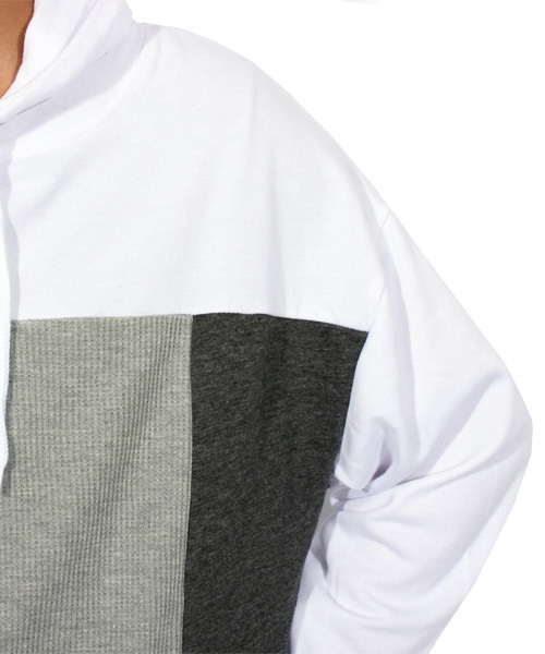 ８(eight)（エイト）の「切替 プルオーバー パーカー スウェット（パーカー・メンズ・ホワイト/ブラック・MEDIUM/LARGE）」の8枚目の写真