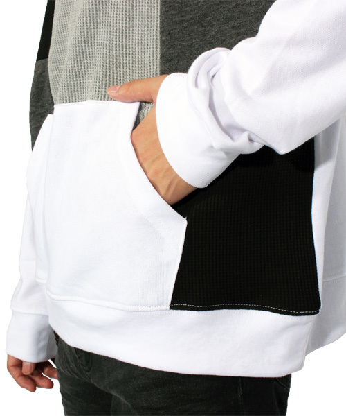 ８(eight)（エイト）の「切替 プルオーバー パーカー スウェット（パーカー・メンズ・ホワイト/ブラック・MEDIUM/LARGE）」の10枚目の写真