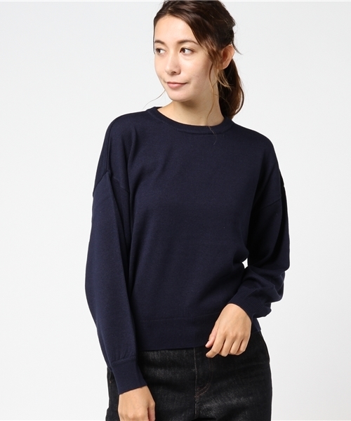 earth music&ecology（アースミュージックアンドエコロジー）の「・クルーネックゆるニットプルオーバー（ニット/セーター・レディース・ライトグレー/ブラック/ダークグリーン/ネイビー/アイボリー/ボルドー・FREE）」の5枚目の写真