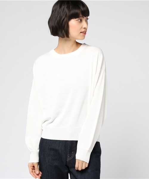 earth music&ecology（アースミュージックアンドエコロジー）の「・クルーネックゆるニットプルオーバー（ニット/セーター・レディース・ライトグレー/ブラック/ダークグリーン/ネイビー/アイボリー/ボルドー・FREE）」の2枚目の写真