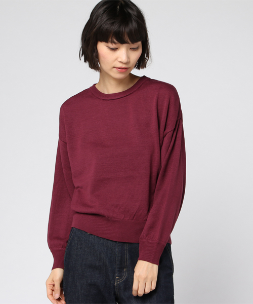 earth music&ecology（アースミュージックアンドエコロジー）の「・クルーネックゆるニットプルオーバー（ニット/セーター・レディース・ライトグレー/ブラック/ダークグリーン/ネイビー/アイボリー/ボルドー・FREE）」の6枚目の写真