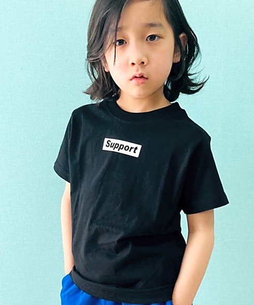 THE CASUAL（カジュアル）の「ボックスロゴ プリント 半袖 Tシャツ キッズ（Tシャツ/カットソー・キッズ・杢グレー/ブルー/ブラック/レッド/グリーン/オフホワイト/ベージュ系/ベージュ/ミント/ホワイト系1/ブラック系/ブラック系1/ネイビー/モカ/ピンク/ブラウン系/ホワイト系/グレー系・100/120/130/150/110/160/140/120cm/110cm/140cm/100cm/130cm/150cm/160cm）」の5枚目の写真