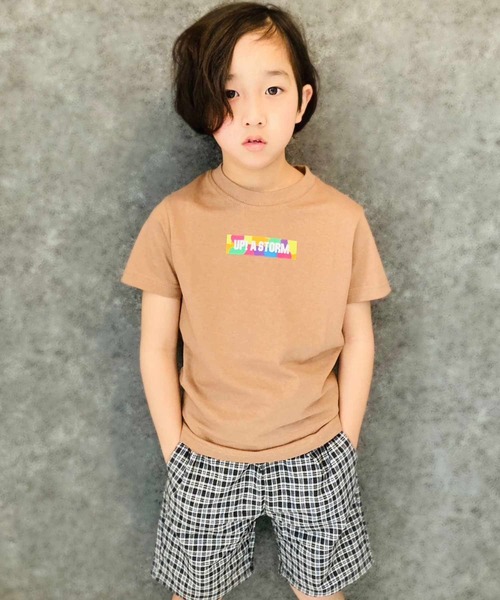 THE CASUAL（カジュアル）の「ボックスロゴ プリント 半袖 Tシャツ キッズ（Tシャツ/カットソー・キッズ・杢グレー/ブルー/ブラック/レッド/グリーン/オフホワイト/ベージュ系/ベージュ/ミント/ホワイト系1/ブラック系/ブラック系1/ネイビー/モカ/ピンク/ブラウン系/ホワイト系/グレー系・100/120/130/150/110/160/140/120cm/110cm/140cm/100cm/130cm/150cm/160cm）」の12枚目の写真