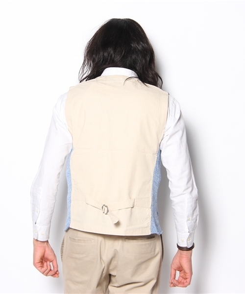 green label relaxing(グリーンレーベルリラクシング)の「LINEN 4PKT COMBI ベスト(ベスト・メンズ・ライム/ライトブルー・MEDIUM/LARGE)」の5枚目の写真