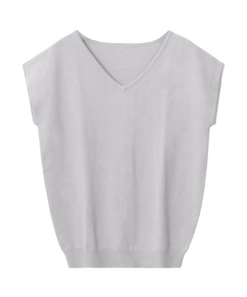 Pierrot（ピエロ）の「選べる2ネックシルクタッチフレンチスリーブニット Vネック クルーネック ウォッシャブル（ニット/セーター・レディース・オフホワイト/ブラック/シルバーグレー/ネイビー/ブルー系その他/ライトパープル/ピンク系その他/ブラウン/バーガンディー/サーモンピンク/ピンク系その他2/ブルー系その他3/ブルー系その他2/ベージュ系その他2/オレンジ系その他/ホワイト系その他/ブラック系その他/グレー系その他/オレンジ/グレー/ベージュ系その他/パープル系その他/ブルー系その他5/ブルー系その他4/ブラウン系その他/グリーン系その他/ベージュ系その他3/ベージュ系その他5/ベージュ系その他6/ライトグリーン/ベージュ系その他4/レッド系その他/ブラウン系その他2/ダークブラウン/ブラウン系/ミント/ピンク系/モカ/ピンク/グリーン系/グリーン系その他2/グリーン/パープル系その他2/グリーン系その他3/グリーン系その他4/ラベンダー/ピンク系その他3/ピンク系その他4/グレー系その他3/ライトピンク/ピンク系その他5/グレー系その他2・M/L）」の6枚目の写真