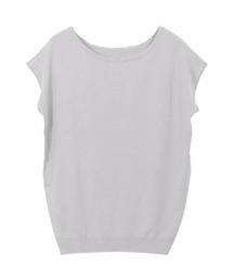 選べる2ネックシルクタッチフレンチスリーブニット Vネック クルーネック ウォッシャブル