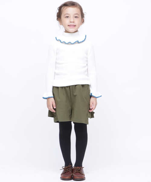 RUGGEDWORKS（ラゲッドワークス）の「【親子お揃い】フリルタートルネック無地（ニット/セーター・キッズ・ブラック/グレー/オフホワイト/イエロー/ローズ/ブルーグリーン・90cm/110cm/100cm/120cm/130cm/140cm/150cm）」の11枚目の写真