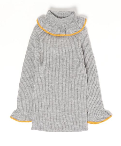 RUGGEDWORKS（ラゲッドワークス）の「【親子お揃い】フリルタートルネック無地（ニット/セーター・キッズ・ブラック/グレー/オフホワイト/イエロー/ローズ/ブルーグリーン・90cm/110cm/100cm/120cm/130cm/140cm/150cm）」の4枚目の写真