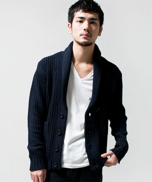 NANO universe（ナノユニバース）の「AKM×nano・universe/ Shawl-CollarCardigan（カーディガン/ボレロ・メンズ・ブラック/ダークグレー/ライトグレー/ダークブラウン/ベージュ/ダークグリーン/ブルー/ネイビー・SMALL/MEDIUM/LARGE/X-LARGE）」の7枚目の写真