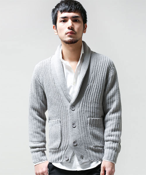 NANO universe（ナノユニバース）の「AKM×nano・universe/ Shawl-CollarCardigan（カーディガン/ボレロ・メンズ・ブラック/ダークグレー/ライトグレー/ダークブラウン/ベージュ/ダークグリーン/ブルー/ネイビー・SMALL/MEDIUM/LARGE/X-LARGE）」の3枚目の写真