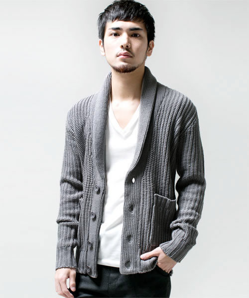 NANO universe（ナノユニバース）の「AKM×nano・universe/ Shawl-CollarCardigan（カーディガン/ボレロ・メンズ・ブラック/ダークグレー/ライトグレー/ダークブラウン/ベージュ/ダークグリーン/ブルー/ネイビー・SMALL/MEDIUM/LARGE/X-LARGE）」の4枚目の写真