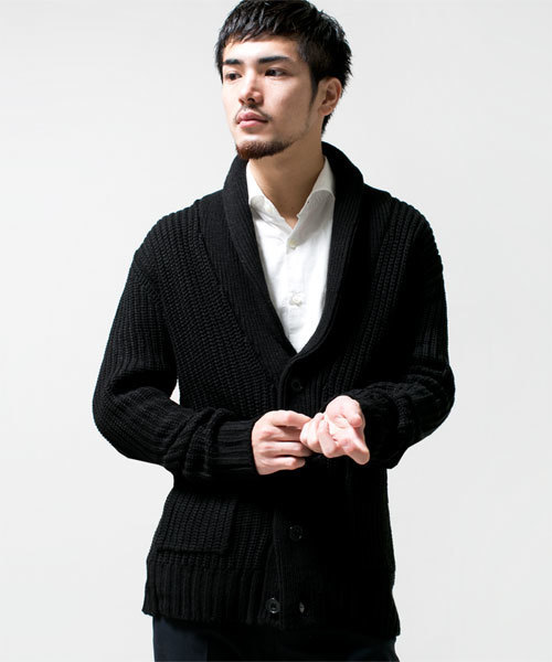 NANO universe（ナノユニバース）の「AKM×nano・universe/ Shawl-CollarCardigan（カーディガン/ボレロ・メンズ・ブラック/ダークグレー/ライトグレー/ダークブラウン/ベージュ/ダークグリーン/ブルー/ネイビー・SMALL/MEDIUM/LARGE/X-LARGE）」の9枚目の写真