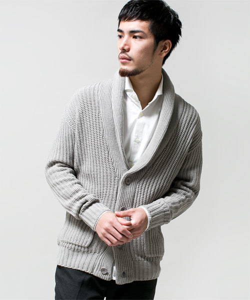 NANO universe（ナノユニバース）の「AKM×nano・universe/ Shawl-CollarCardigan（カーディガン/ボレロ・メンズ・ブラック/ダークグレー/ライトグレー/ダークブラウン/ベージュ/ダークグリーン/ブルー/ネイビー・SMALL/MEDIUM/LARGE/X-LARGE）」の10枚目の写真