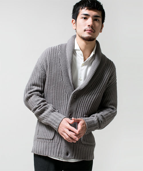 NANO universe（ナノユニバース）の「AKM×nano・universe/ Shawl-CollarCardigan（カーディガン/ボレロ・メンズ・ブラック/ダークグレー/ライトグレー/ダークブラウン/ベージュ/ダークグリーン/ブルー/ネイビー・SMALL/MEDIUM/LARGE/X-LARGE）」の11枚目の写真