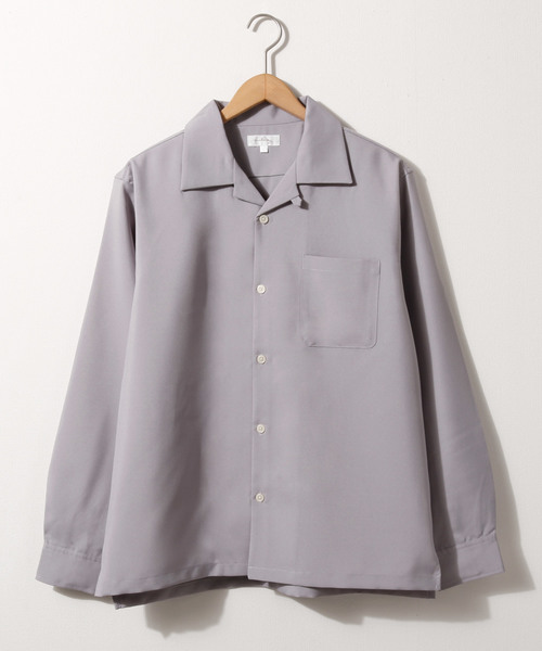 NILWAY（ニルウェイ）の「【Nilway】 ポリトロ長袖オープンカラーシャツ（シャツ/ブラウス・メンズ・ネイビー/ブラック系その他/グレー/レッド系その他/カーキ/ベージュ/ピンク/ブラック/ベージュ系その他/サックスブルー・LARGE/X-LARGE/MEDIUM）」の4枚目の写真