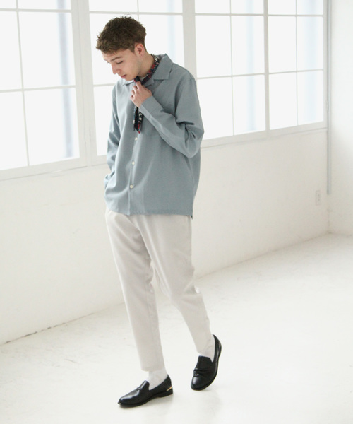 NILWAY（ニルウェイ）の「【Nilway】 ポリトロ長袖オープンカラーシャツ（シャツ/ブラウス・メンズ・ネイビー/ブラック系その他/グレー/レッド系その他/カーキ/ベージュ/ピンク/ブラック/ベージュ系その他/サックスブルー・LARGE/X-LARGE/MEDIUM）」の11枚目の写真